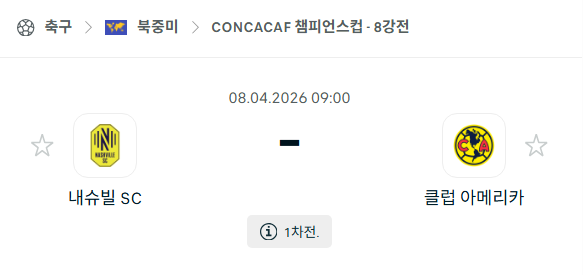 [북중미 챔피언스컵] 4월8일 내슈빌SC vs 클럽 아메리카 | 스포츠 분석 무료 중계 토친놈