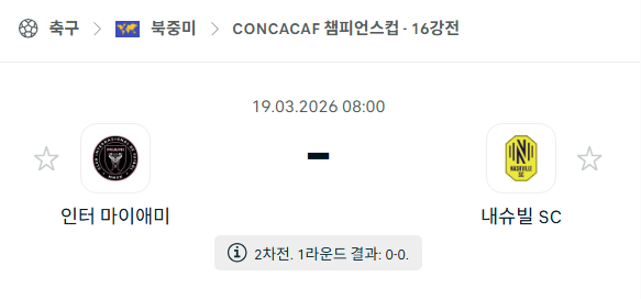 [북중미 챔피언스컵] 3월19일 인터 마이애미 vs 내슈빌SC | 스포츠 분석 무료 중계 토친놈