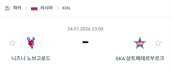 [아이스하키 KHL] 01월24일 니즈니 노브고로드 vs SKA 상트페테르부르크 | 스포츠 분석 무료 중계 토친놈