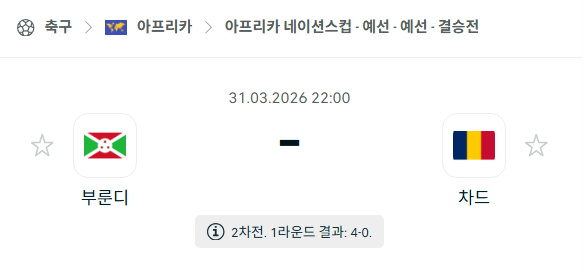 [아프리카 네이션스컵] 3월31일 부룬디 vs 차드 | 스포츠 분석 무료 중계 토친놈