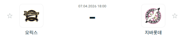 [일본야구 NPB] 2026년04월07일 오릭스 버팔로스 vs 지바롯데 마린스 | 스포츠 분석 무료 중계 토친놈