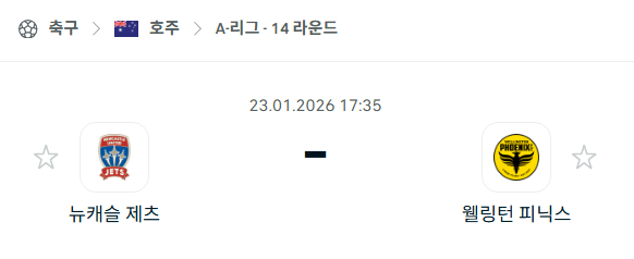 [호주 A리그] 01월23일 뉴캐슬 제츠 vs 웰링턴 피닉스 | 스포츠 분석 무료 중계 토친놈