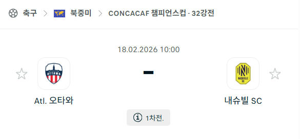 [북중미 챔피언스컵] 2월18일 아틀레티코 오타와 vs 내슈빌SC | 스포츠 분석 무료 중계 토친놈