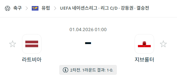 [유럽 네이션스리그] 4월1일 라트비아 vs 지브롤터 | 스포츠 분석 무료 중계 토친놈
