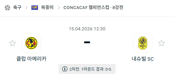 [북중미 챔피언스컵] 4월15일 CF아메리카 vs 내슈빌SC | 스포츠 분석 무료 중계 토친놈