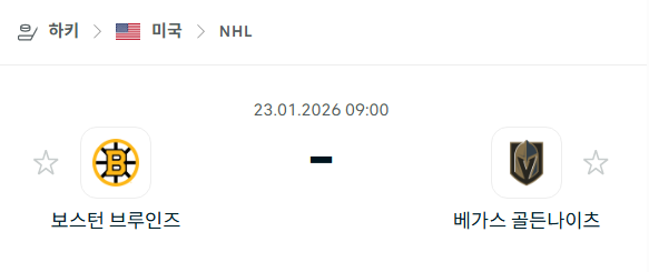 [아이스하키 NHL] 01월23일 보스턴 브루인스 vs 베가스 골든나이츠 | 스포츠 분석 무료 중계 토친놈